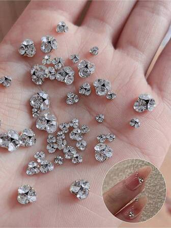 1 แพ็ค 10 ชิ้น พลอยเทียม คริสตัลแต่งเล็บดีไซน์ใหม่, อัญมณีซ้อน 3 มิติแวววาว, สไตล์ก้นแหลม, เหมาะสำหรับร้านทำเล็บและของใช้ส่วนตัว เล็บเสน่ห์