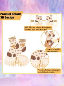 9 件/1 套 - 婴儿淋浴泰迪熊蜂巢中心装饰，“Oh Baby”3D 奶油色蜂巢中心装饰，用于揭示婴儿淋浴性别，婴儿生日派对礼物（棕色） - 棕色 - 查看 5