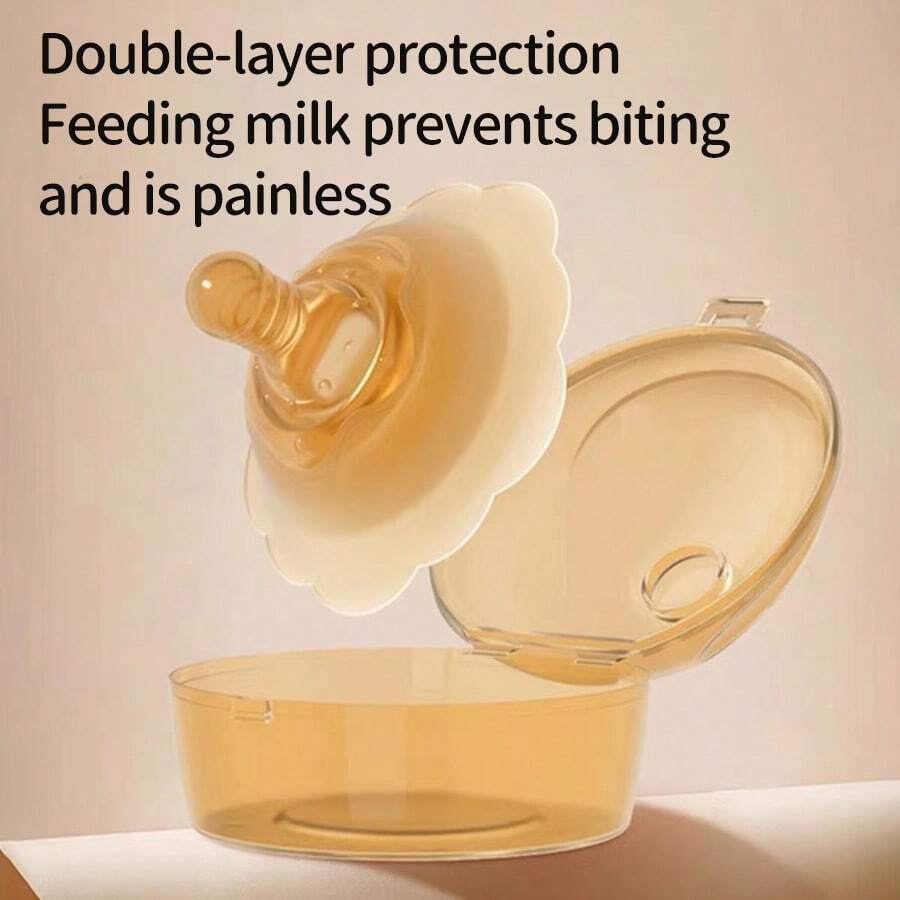 1 Piece With Storage Box Nipple Protector Breastfeeding Aid Anti-Bite Nipple Sticker - Brown - View 1