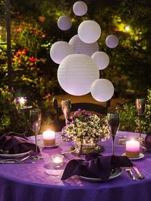 1/5 pièces Lanternes en papier blanches, oranges, bleues - Lanternes en papier rondes suspendues - Convient pour les mariages, les anniversaires, les enterrements de vie de jeune fille et les décorations de fête - Pour une utilisation intérieure et extérieure - Cadeau idéal pour les occasions de fête - Blanc - Voir 4