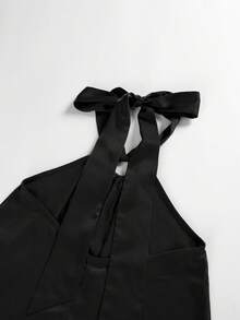 Women's Summer O-Ring Criss Cross Sleeveless Self-Tie Halter Backless Maxi Long Beach Dress - Black - View 5