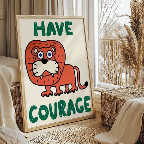 Póster "Tened Valor" para arte de pared infantil, póster colorido para habitación de niños, arte de habitación infantil divertido y alegre, regalo personalizable para niños, sin marco