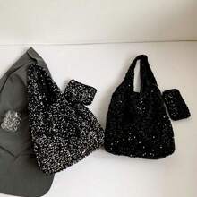 Tote Bag For Women Blingbling Sequin Shoulder Bag Hobo Bag Luxury Designer Handbag Slouchy Underarm Bag For Work Travel Shopping