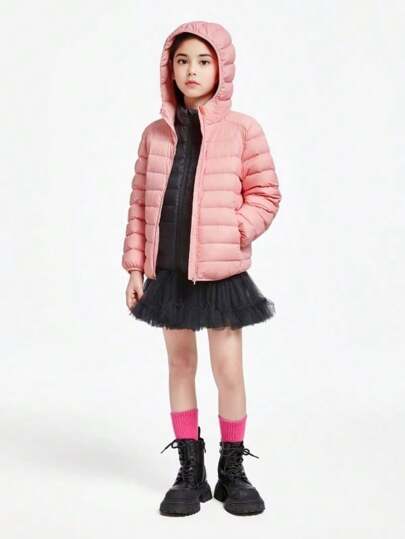 Annil Children's Clothing: Girls, Girls, Boys, Boys, Adults, Teenagers, Warm Short Down Jackets, Far-Infrared Heating Three-Proof Hooded Jackets For Winter