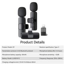 KUKIHO Lot de 2 microphones cravate sans fil pour iPhone, iPad et Android, micro-cravate, plug and play, réduction du bruit, pour enregistrement vidéo, interview, podcast, vlog