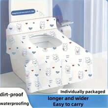 10 Stück wasserdichte Einweg-Toilettendeckel mit süßen Hasen- und Herzmustern - starker Klebstoff, einzeln verpackte Reise-Schutzhüllen, geeignet für Toilettentraining, öffentliche Toiletten und Badezimmer-Accessoires, Nutzung öffentlicher Toiletten | Einweg-Toilettendeckel | Einzeln verpackt mit Klebstoff