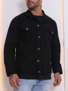Men's Denim Jacket Men's Denim Jacket With Pockets - New Black - View 4