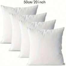 4pcs Set Modern White Decorative Pillow Covers With Zipper Closure - Machine Washable Polyester, Contemporary Design For Home, Car, Bedroom, Office | Minimalist Decorative Pillow Covers, Inserts Not Included