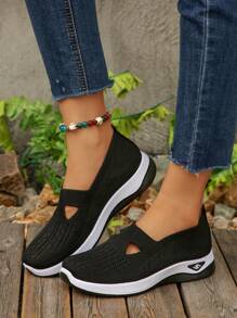 Sapatos Esportivos e Casuais com Puxador e Biqueira Redonda, Respiráveis e Confortáveis para Mulheres, Sapatos Leves e Planos da Moda para Caminhada, para Todas as Estações