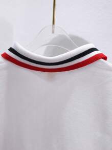 2pcs/Set Girls Summer Outfit, Include Loose Skirt And Striped Polo Shirt, Suitable For Young Girl, Party, Sports Events