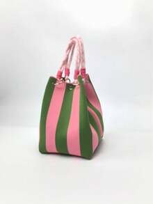 Large Capacity Women's Fashion Handbag, Artistic & Fresh, Durable, Tote/Shopping Bag/Storage Bag, Suitable For Shopping, Travel And Storage, Personalized Woven Bag Great Gift For Friends - Green - View 6