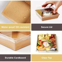 50 Pack Small Charcuterie Boxes With Clear Lids - To Go Paper Mini Charcuterie Box, Disposable Food Containers, 5Inch Dessert Boxes - Sandwich, Cookie, Sushi, Cake Slice, Strawberries (Brown) - màu nâu - Xem 6