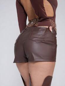 LEATHER SHORTS - Rust Brown - View 2