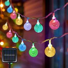 20/50/100 件 LED 太阳能泡泡球灯串，8 种闪烁模式，无线太阳能供电，PVC 材质，适用于花园、露营、圣诞节、节日装饰、酒店、餐厅 - 多色 - 查看 4