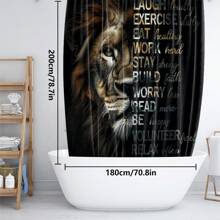 1pc/4pcs Gold African Wild Animals Manly Stylish Multifunctional Bathroom Waterproof Shower Curtain, With 12 Hooks, Bathroom Non-Slip Mat, U-Shape Toilet Mat And Round Toilet Lid Cover, Bathroom Set For Whole Scene Usage Bathroom Accessories Back To School