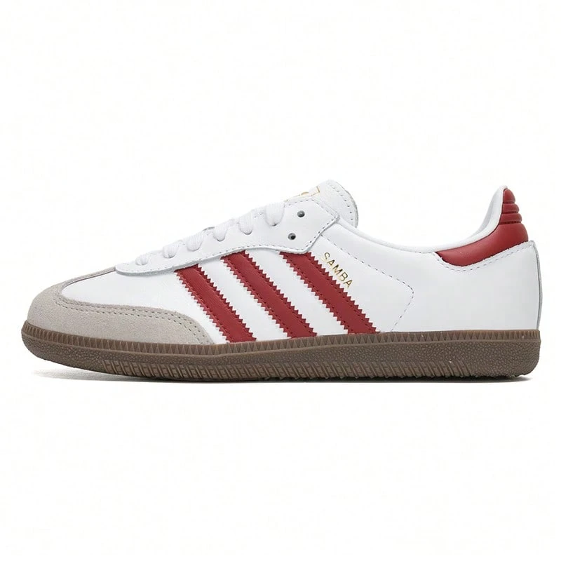 男鞋女鞋休閒鞋低筒板鞋 SAMBA OG 輕便日常旅遊鞋中性運動鞋 JH8798 - 白/紅 - 查看 1