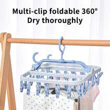 NetHong 32 Peg Dryer Washing Line Airer Clothes House Underwear Socks Pants Hanger - Blue - View 5
