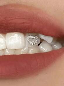 1 peça dente de diamante em formato de coração metálico delicado e minimalista