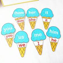 BELLKIDS 29 Stücke Grammatik Kartenspiel, Eiscremedesign, vierfarbig, Matching Spiele, Lernkarten, interaktives Zubehör, Klassenzimmeraktivitäten, Lernmaterialien, Schulrückkehr, wichtige Artikel für Lehrer, Familie