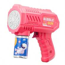 Pistola de burbujas con estilo mecánico de 10 orificios, creador automático de burbujas con luz LED, apropiado para juego con agua interior/exterior, fiestas y regalos de cumpleaños (pilas y solución de burbujas no incluidas)