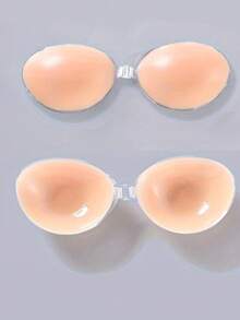 1 par de sostén invisible sin tirantes de silicona, copas adhesivas para el pecho sin espalda, accesorios de lencería y ropa interior para mujeres - Multicolor - Ver 1