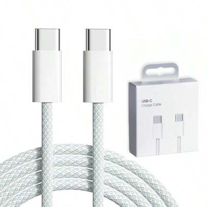 PD 60W Dual USB C Fast Charging Cable For IPhone 16/15 Pro Max Plus ForSamsung POCO Type C To Type C Fast Charger Braided Cable Data Cable With Box Nan