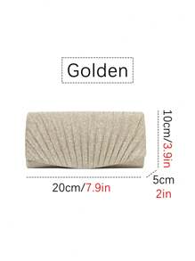 1pc Horizontal Square Hard Material Stylish Evening Bag With Crinkled Trim Open Pocket Evening Bag Everyday Wear Women's Bag Chain Shoulder Bag Clutch Bag Suitable For Going Out For Party And Commuting