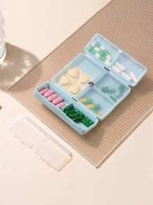 1pc 7-Day Pill Organizer Box, Divided Design, Suitable For Travel, Store Medicines, Vitamins And Fish Oil Supplements, Foldable Double-Layer Storage Box, Magnetic 7-Compartment Pill Case