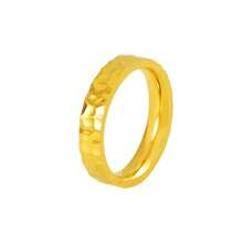 Aritio 1 件复古 18K 镀金不锈钢锤纹戒指，适合女性日常和婚礼佩戴，礼物 - 戒指 - 查看 8