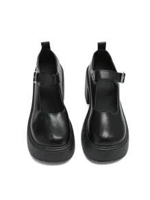 DareSee 2025 New Summer Thick Sole Round Toe Retro Mary Jane Shoes, Black High Heeled Casual Pumps For Women Music Fest Y2KFest Autumn Christmas Christmas Winter Christmas Gifts