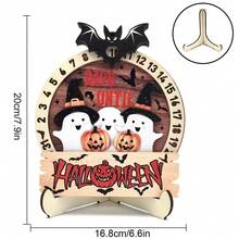 1 Stück 2025 Beliebter Halloween Countdown Kalender Party Holz Dekoration Ornament. Weiß Geist, Kürbis, Mumie, Schwarze Fledermaus Spinne Drei-dimensionale Tisch Dekoration Ornamente, Themenparty Mehrebigen Tablett Dekoration. Feiertagsschrecken Atmosphäre Dekorationsartikel, Feiertags Countdown Kalender Ornamente