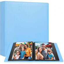 Nuevo álbum de fotos de 8x10 con 168 bolsillos que contiene 168 fotos, gran capacidad, portada de vinilo, álbum de fotos familiar con fotos de bebé para fotos de 8 x 10 pulgadas, álbum de fotos 8x10 con interior negro (azul) - Azul - Ver 1