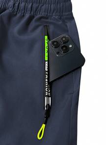Pantalones cargo casuales para hombre con cintura con cordón, bolsillos con cremallera, pantalones largos ligeros de primavera/verano para correr, entrenamiento y actividades al aire libre - Azul - Ver 7