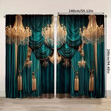 [2pcs Green Velvet Curtains] 2pcs Elegant Green Velvet Curtains, Modern All-Season Design, 100% Polyester, Light Filtering, With Rod Pockets, Easy Hanging, Suitable For Kitchen, Laundry Room, Bedroom, Study, Living Room