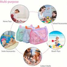 3pcs Large Capacity Mesh Bags, Mesh Beach Bags, Lightweight Foldable Mesh Tote Bag,Toys Storage Bag, Swimming Accessories Storage Bags, Sand Toys Beach Shell Collection Travel Bag, Sand Dredging Tool Bag, Multifunctional Travel Organizer,Beach Bag,Perfect For Toys, Swim Gear, And Shell Collectors. - View 9