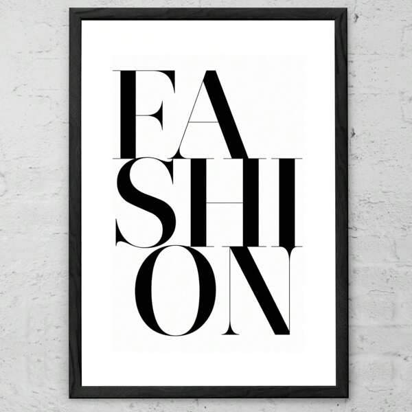 1 pièce Impression sur canevas avec lettrage audacieux "mode" minimaliste sans cadre, décoration murale noir et blanc sans cadre, style vintage, décoration pour la maison/le bureau/la boutique, cadeau pour les amateurs de mode et les créateurs