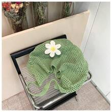 Hollow Out Weave Bag Bohemian Style Beach Handbag Hollow Tote Bag Large Capacity Slouchy Style Beach Bag Shopping Women Casual Beach Bag Large Capacity Crochet Flower Tote Bag Fashion Tote Handbags Outdoor Travel Bag