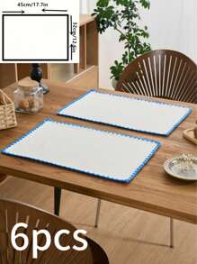 1/4/6/12 piezas Manteles individuales redondos con bordado de conchas marinas azules, decoración para el hogar y la cocina, manteles de mesa de comedor antideslizantes para tazas, vasos y platos para decoración de fiestas, cumpleaños y banquetes