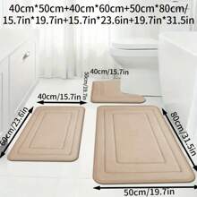 3pcs Memory Foam Super Absorbent Bath Mat Set, Non-Slip Bathroom Mats, Ultra Soft Plush Bath Rugs, For Bathtub, Shower, Bathroom Accessories, Bathroom Decor, Home Decor