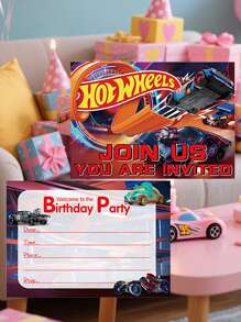 Hot Wheels 12PCS Hot Wheels Racing Theme Birthday Invitation Cards,Fun Party Supplies,Fill-In Birthday Cards For Auto Theme Celebrations,Auto Racing Party Decor & Favor Supply