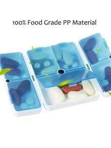 1pc 7-Day Pill Organizer Box, Divided Design, Suitable For Travel, Store Medicines, Vitamins And Fish Oil Supplements, Foldable Double-Layer Storage Box, Magnetic 7-Compartment Pill Case