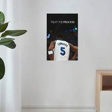 1pc Frameless Canvas Poster - "TRUST THE PROCESS" Motivational Basketball Wall Art, Edwards #5 Sports Decor For Living Room & Bedroom, Dark Background With Bokeh Effect, Canvas Material, Motivational Wall Art | Dynamic Basketball Print | Vibrant Color Print - Multicolor - View 4