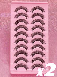 20/10/7/5/1 Paar D-Curl wählbare natürliche falsche Wimpern, flauschig, weich, dramatisch, 3D-Nerz-Wimpern, lange, verwischte Wimpernhaare, unordentlich, mehrschichtige kurze dicke Fake-Wimpern-Verlängerung in Großpackung, Make-up Produkte für Hochzeit und Party - Natürliche Wimpern - Übersicht 18