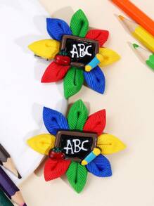 2 piezas/6 piezas Horquillas con forma de flor lindas para la temporada de vuelta al colegio, accesorios para el cabello como regalo para niñas que van al colegio