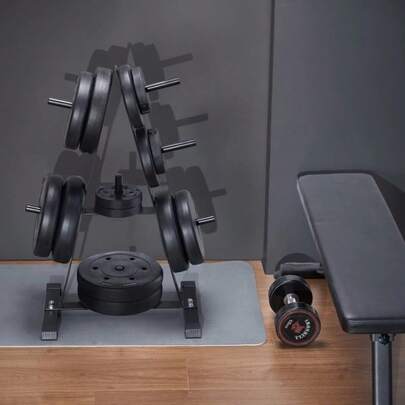 Weight Plate Rack, A Frame Weight Plate Tree For 1-Inch Weight Plates, Standard Weight Plate Tree, 500 Lbs Load Capacity Weight Storage Holder, Home Gym Barbell Rack Storage Stand, Black