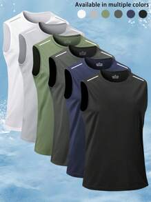 Men's Sleeveless Quick-Dry T-Shirt, Basketball Training Fitness Vest Singlet, Summer