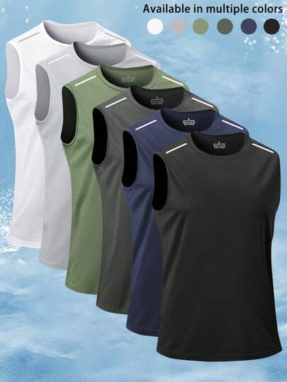 Men's Sleeveless Quick-Dry T-Shirt, Basketball Training Fitness Vest Singlet, Summer