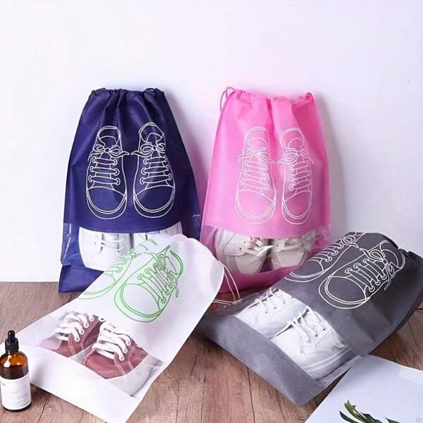 5 Stücke/10 Stücke graue staubdichte Schuhaufbewahrungsbeutel, Schuhe Aufbewahrungsbeutel mit Kordelzug zum Reisen, für Flur, Schlafzimmer, Wohnheim, universeller Organizer für Kinder und Erwachsene, Rückkehr-zur-Uni-Essenzial, Ramadan Dekoration