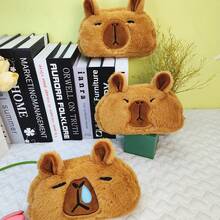 1 hộp đựng bút chì Capybara sang trọng, túi đựng đồ dùng văn phòng phẩm hoạt hình dễ thương có sức chứa lớn, túi đựng bút chì, cặp đi học - màu nâu - Xem 6