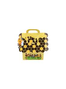 5pcs Creative Cartoon Bee Style Tote Box, Cartoon Bee Honeycomb Design, Party Packaging Box, Durable Storage Paper Box, Suitable For Graduation Season, Bee Party Decoration For Party Gifts, Birthdays, Weddings, Etc